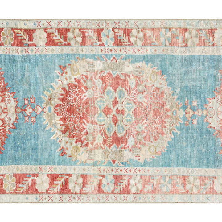 Blue Vintage Antique Traditional Oushak Wool Runner - 2'7" x 10'6"