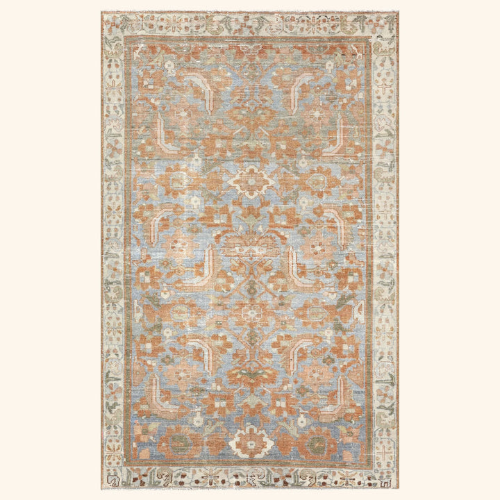 Blue Vintage Antique Traditional Melayer Wool Rug - 4'3" x 6'8"