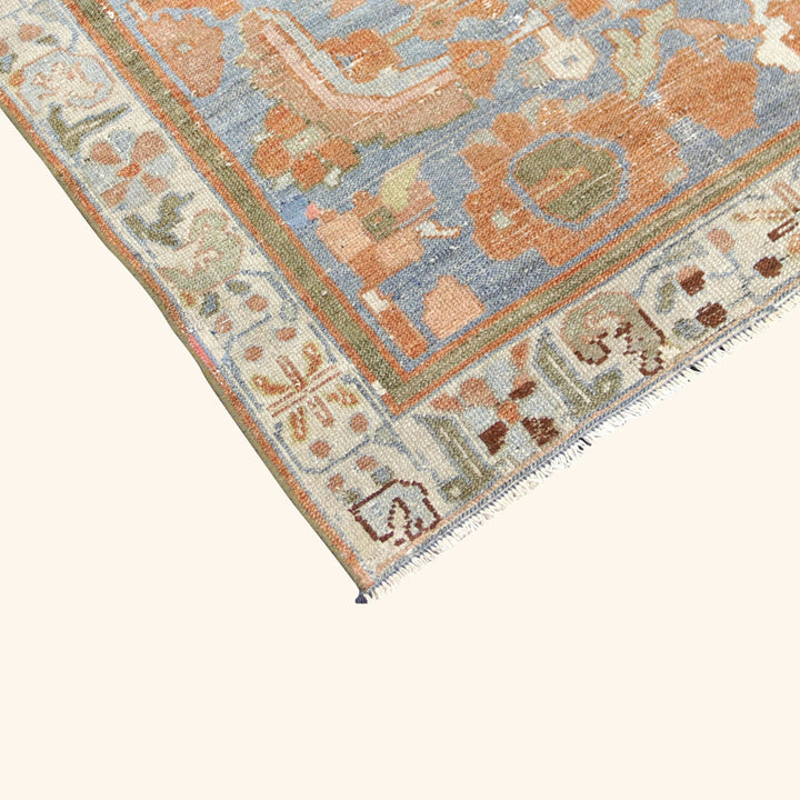 Blue Vintage Antique Traditional Melayer Wool Rug - 4'3" x 6'8"