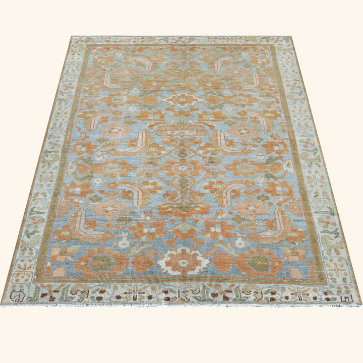 Blue Vintage Antique Traditional Melayer Wool Rug - 4'3" x 6'8"