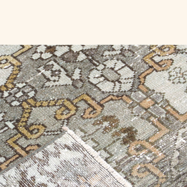 Taupe Vintage Antique Traditional Melayer Wool Rug - 4'2" x 6'7"