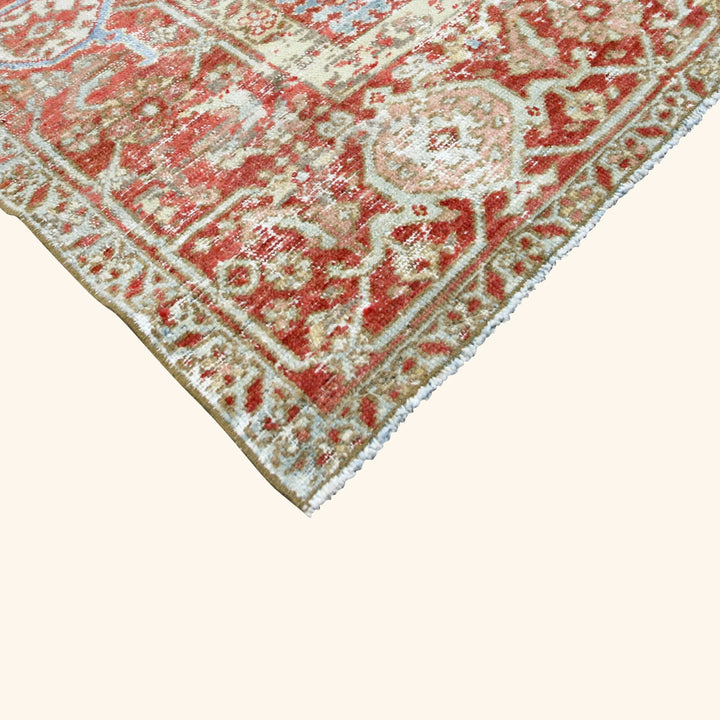 Light Blue Vintage Antique Traditional Heriz Wool Rug - 8'4" x 11'3"