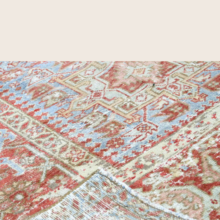 Light Blue Vintage Antique Traditional Heriz Wool Rug - 8'4" x 11'3"