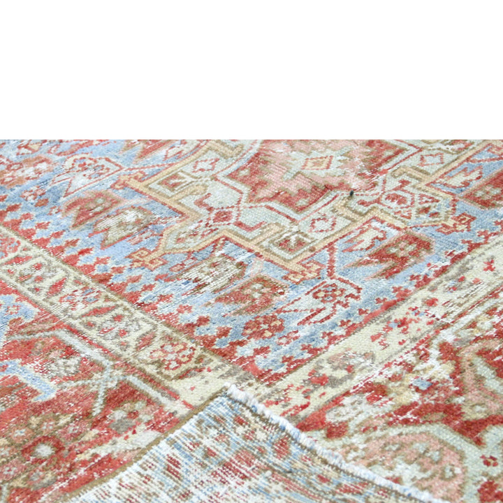 Light Blue Vintage Antique Traditional Heriz Wool Rug - 8'4" x 11'3"