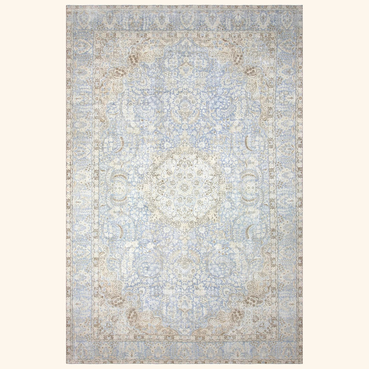 Green Vintage Antique Traditional Tabriz Wool Rug - 10'6" x 16'