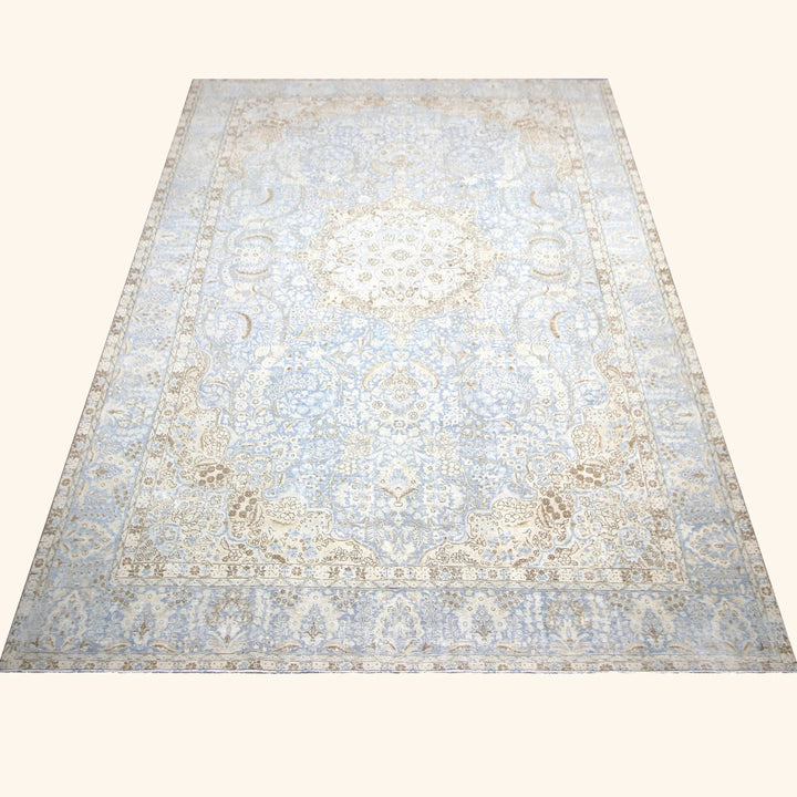 Green Vintage Antique Traditional Tabriz Wool Rug - 10'6" x 16'