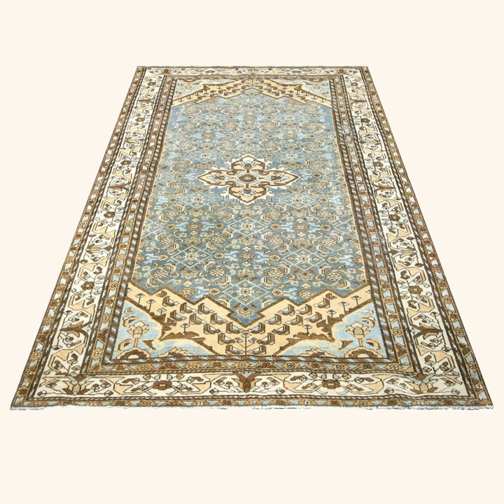 Blue Vintage Antique Traditional Melayer Wool Rug - 4'4" x 6'9"