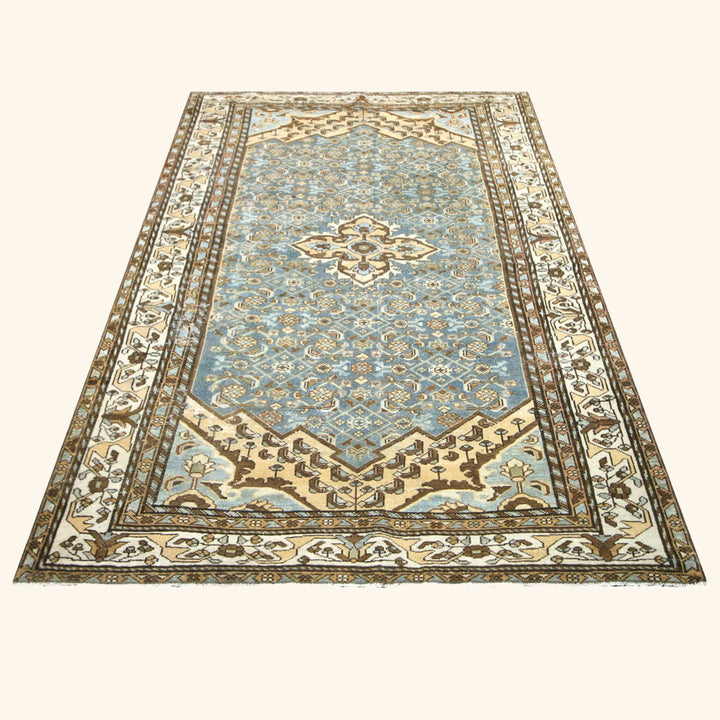 Blue Vintage Antique Traditional Melayer Wool Rug - 4'4" x 6'9"