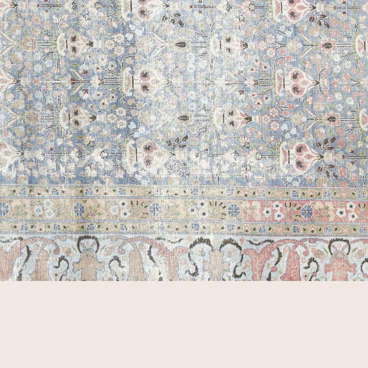 Blue Vintage Antique Traditional Tabriz Wool Rug - 9'6" x 12'5"