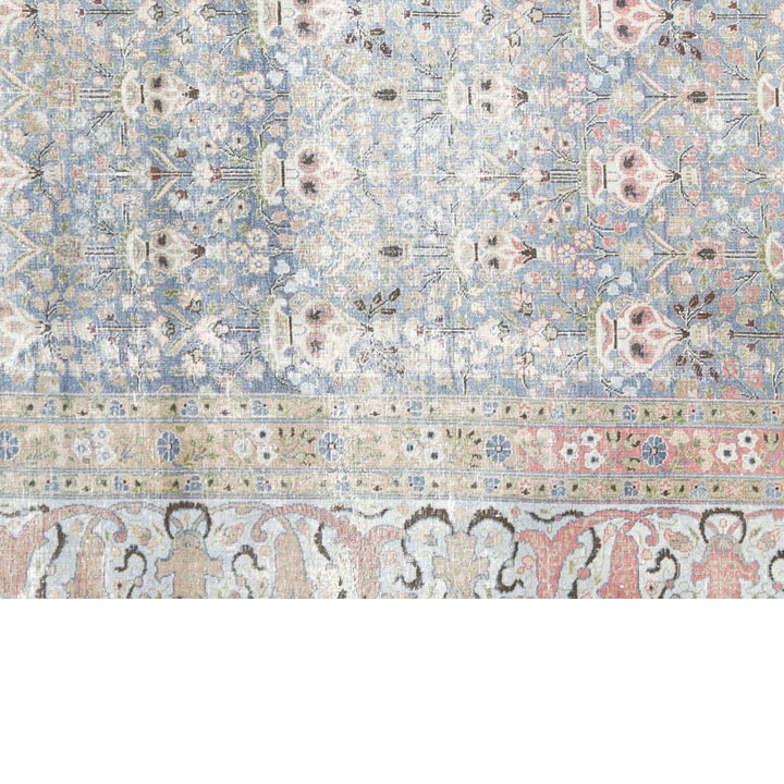 Blue Vintage Antique Traditional Tabriz Wool Rug - 9'6" x 12'5"