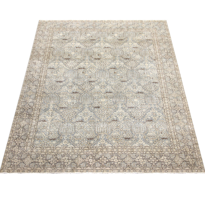 Blue Vintage Antique Traditional Tabriz Wool Rug - 7'9" x 10'9"