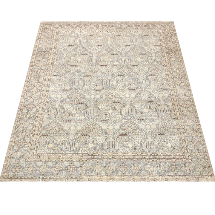 Blue Vintage Antique Traditional Tabriz Wool Rug - 7'9" x 10'9"