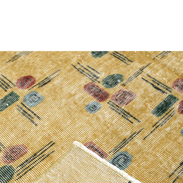 Yellow Vintage Antique Traditional Deco Wool Rug - 4'11" x 7'10"