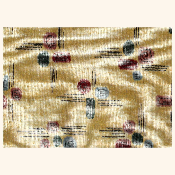 Yellow Vintage Antique Traditional Deco Wool Rug - 4'11" x 7'10"
