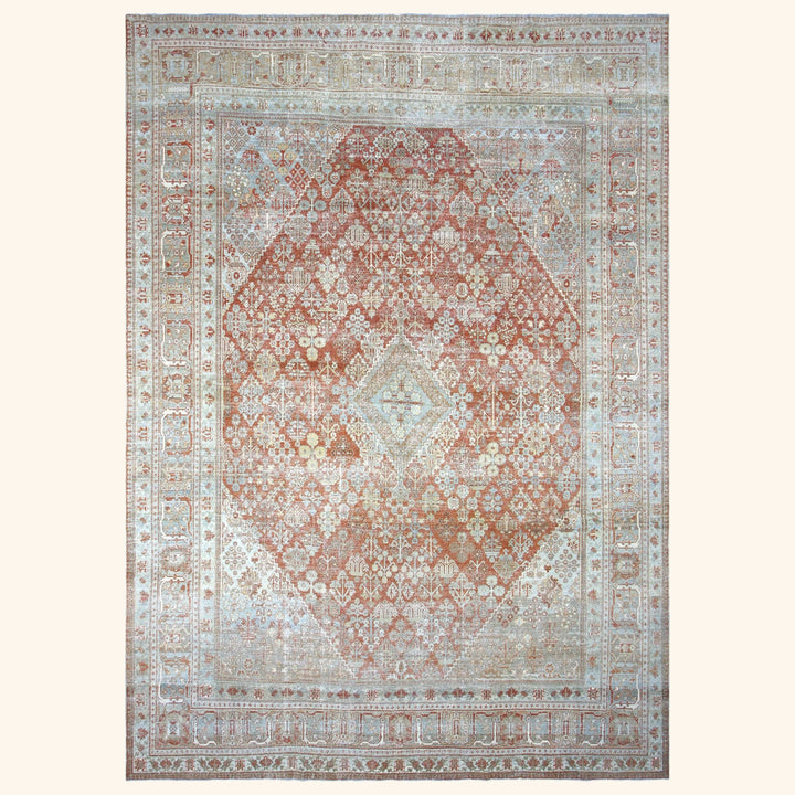 Natural Vintage Antique Traditional Joshagon Wool Rug - 12' x 16'10"