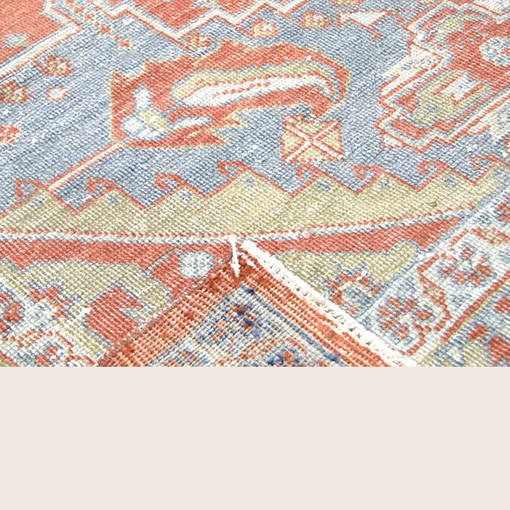 Red Blue Vintage Antique Traditional Tabriz Wool Rug - 10'1" x 13'4"