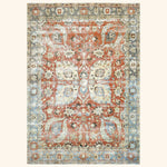 Red Blue Vintage Antique Traditional Tabriz Wool Rug - 8'8" x 12'3"