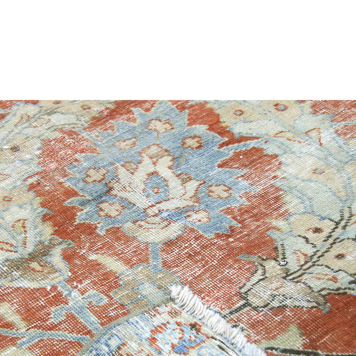 Red Blue Vintage Antique Traditional Tabriz Wool Rug - 8'8" x 12'3"