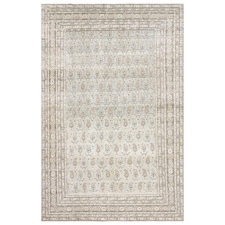 Blue Vintage Antique Traditional Tabriz Wool Rug - 7'3" x 11'