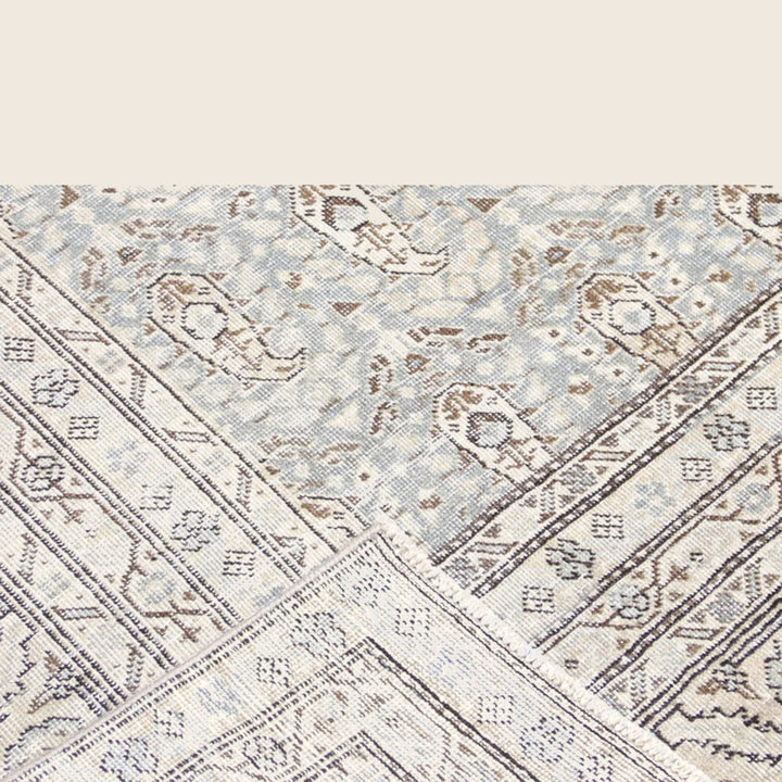Blue Vintage Antique Traditional Tabriz Wool Rug - 7'3" x 11'