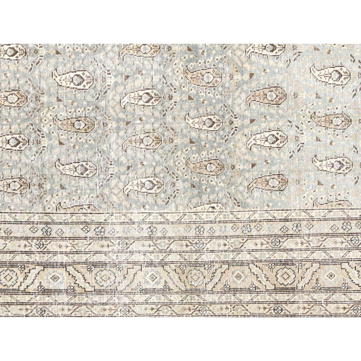 Blue Vintage Antique Traditional Tabriz Wool Rug - 7'3" x 11'