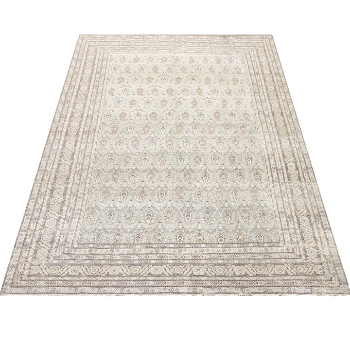 Blue Vintage Antique Traditional Tabriz Wool Rug - 7'3" x 11'