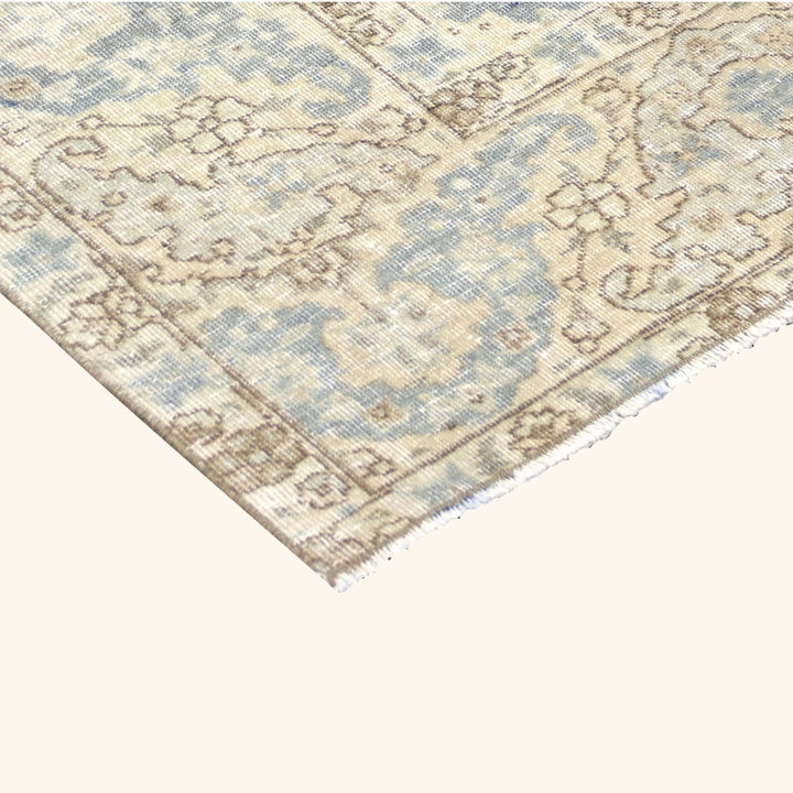 Blue Vintage Antique Traditional Tabriz Wool Rug - 7' x 9'9"