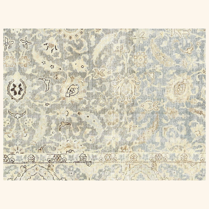 Blue Vintage Antique Traditional Tabriz Wool Rug - 7' x 9'9"