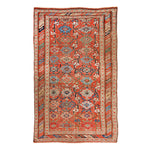 Red Vintage Antique Traditional Bidjar Wool Rug - 4'1" x 6'11"