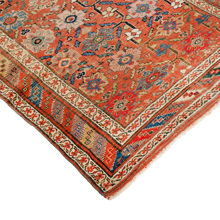 Red Vintage Antique Traditional Bidjar Wool Rug - 4'1" x 6'11"