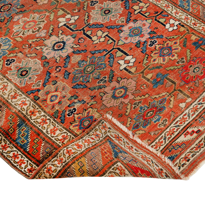 Red Vintage Antique Traditional Bidjar Wool Rug - 4'1" x 6'11"