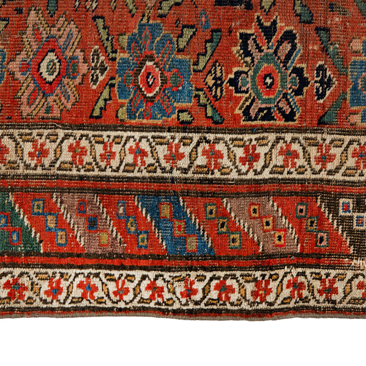 Red Vintage Antique Traditional Bidjar Wool Rug - 4'1" x 6'11"