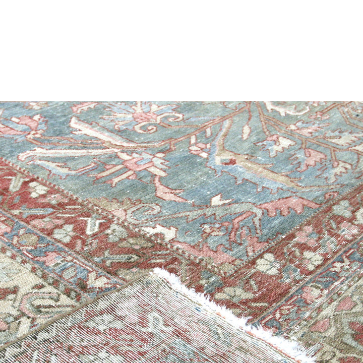 Light Blue Vintage Antique Traditional Baktiari Wool Rug - 12'3" x 17'11"