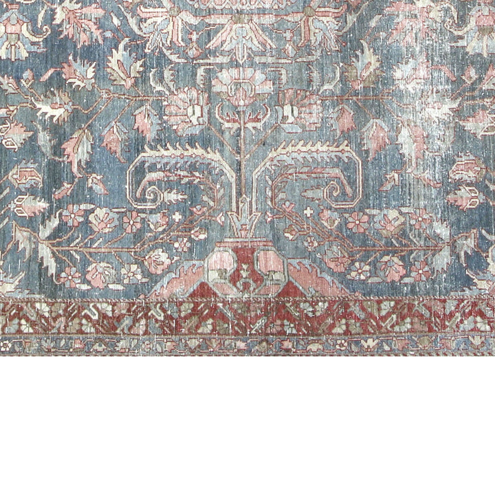 Light Blue Vintage Antique Traditional Baktiari Wool Rug - 12'3" x 17'11"