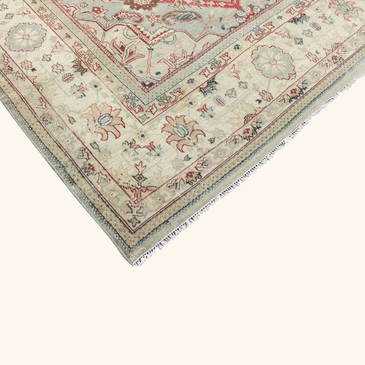 Green Vintage Antique Traditional Oushak Wool Rug - 12'2" x 15'10"