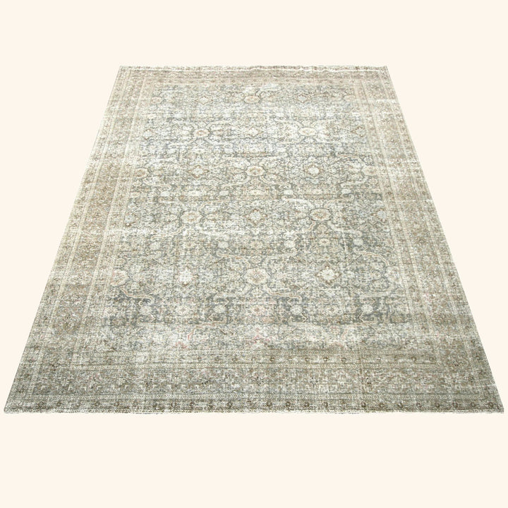 Blue Vintage Antique Traditional Tabriz Wool Rug - 9' x 12'9"