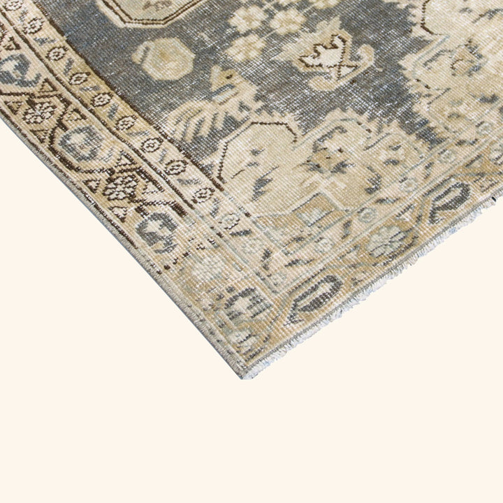 Taupe Vintage Antique Traditional Heriz Wool Runner - 2'1" x 11'1"