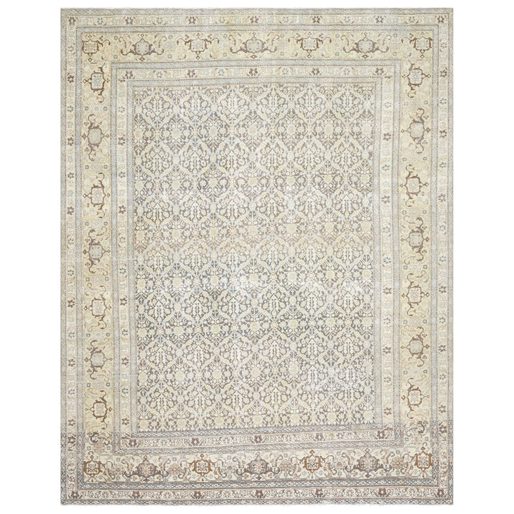 Blue Vintage Antique Traditional Tabriz Wool Rug - 9'1" x 11'5"