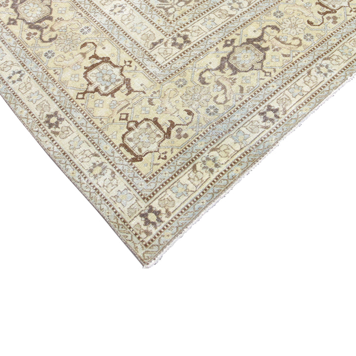 Blue Vintage Antique Traditional Tabriz Wool Rug - 9'1" x 11'5"