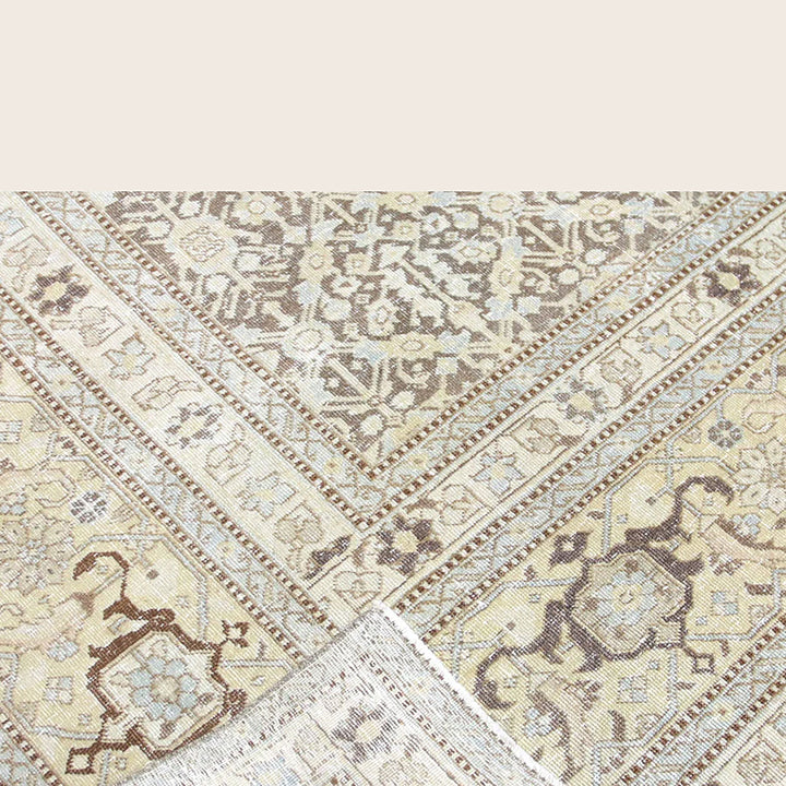 Blue Vintage Antique Traditional Tabriz Wool Rug - 9'1" x 11'5"