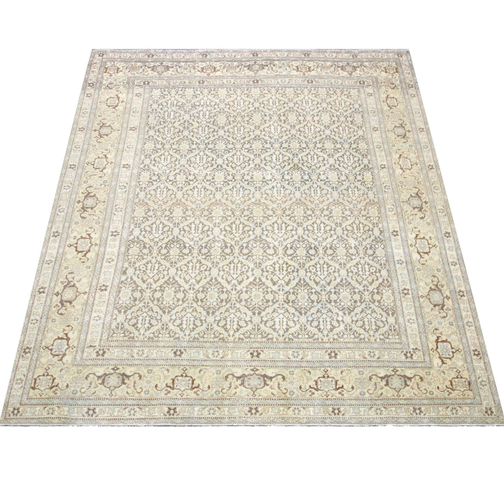 Blue Vintage Antique Traditional Tabriz Wool Rug - 9'1" x 11'5"