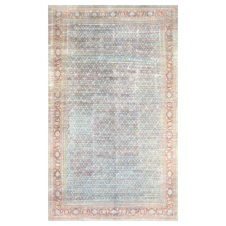 Light Blue Vintage Antique Traditional Tabriz Wool Rug - 11'1" x 18'3"