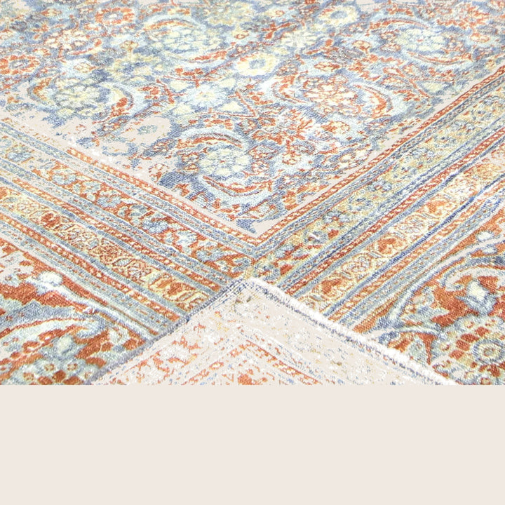 Light Blue Vintage Antique Traditional Tabriz Wool Rug - 11'1" x 18'3"