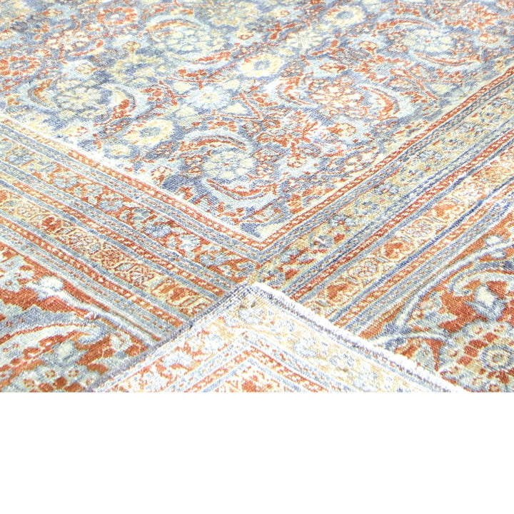 Light Blue Vintage Antique Traditional Tabriz Wool Rug - 11'1" x 18'3"