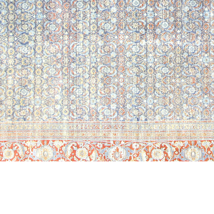 Light Blue Vintage Antique Traditional Tabriz Wool Rug - 11'1" x 18'3"
