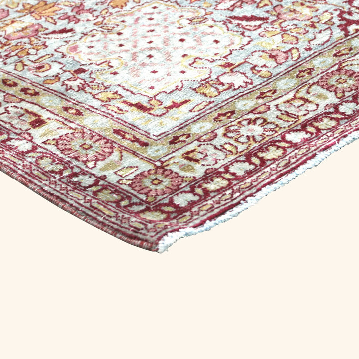 Light Blue Vintage Antique Traditional Kerman Wool Rug - 10'7" x 14'9"