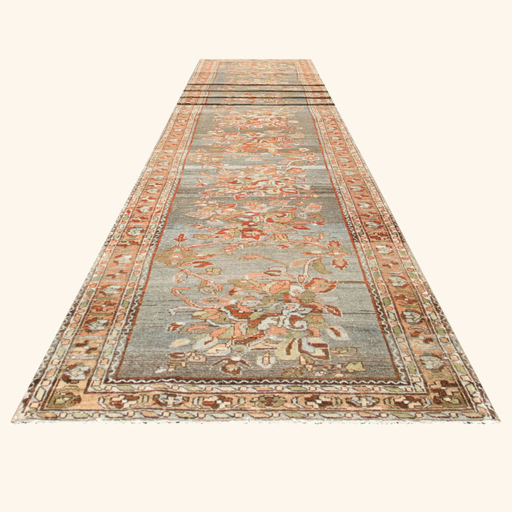 Blue Vintage Antique Traditional Melayer Wool Runner - 2'8" x 33'8"