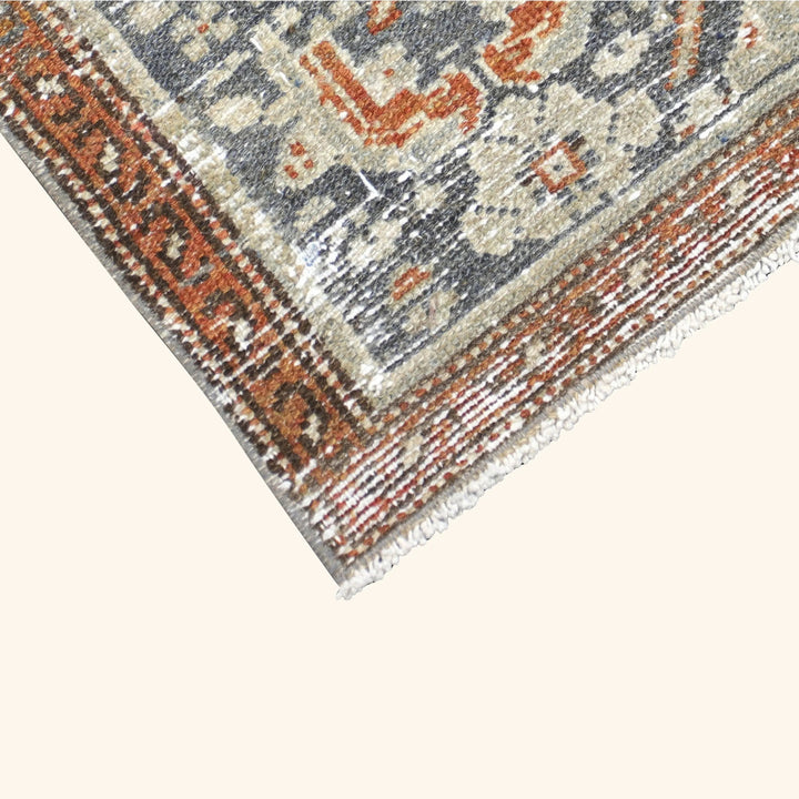 Blue Vintage Antique Traditional Melayer Wool Runner - 2'4" x 10'2"