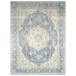 Light Blue Vintage Antique Traditional Tabriz Wool Rug - 10'6" x 13'10"
