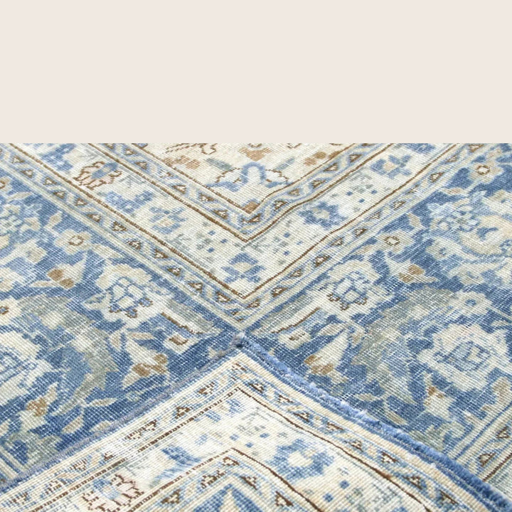 Light Blue Vintage Antique Traditional Tabriz Wool Rug - 10'6" x 13'10"